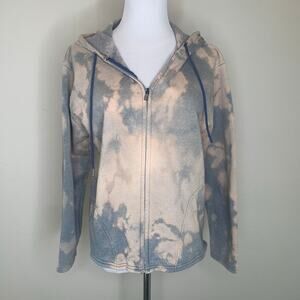 Bleach Dyed Hoodie Grey Blue Tan Sz Medium